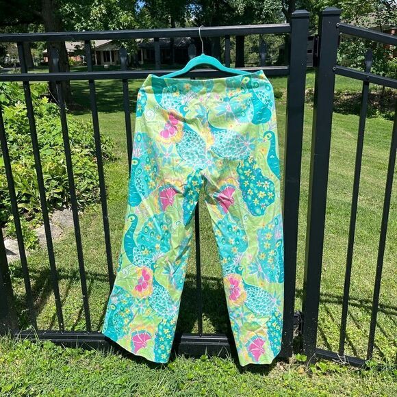 Lilly Pulitzer Peacock Wide Leg Pants - Picture 7 of 8